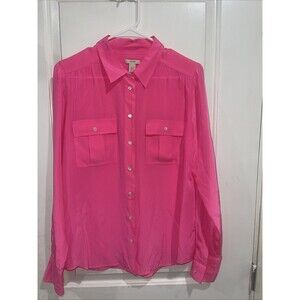 Jcrew Collection Women Silk Blouse Shirt Pink Size 8